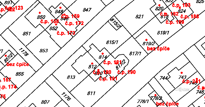 Prosek 181, Praha na parcele st. 814 v KÚ Prosek, Katastrální mapa