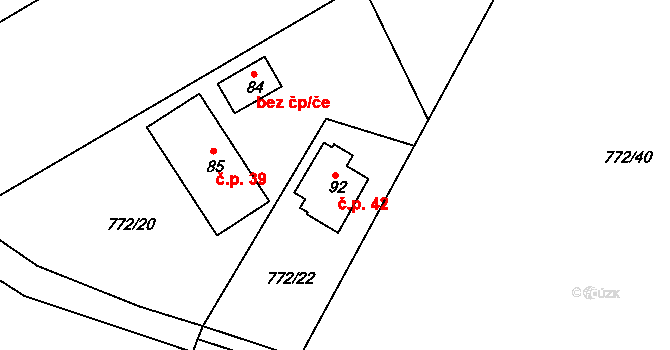 Skuhrov 42, Rožmitál pod Třemšínem na parcele st. 92 v KÚ Skuhrov pod Třemšínem, Katastrální mapa