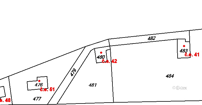 Benkovice 42, Hradec nad Moravicí na parcele st. 480 v KÚ Benkovice, Katastrální mapa