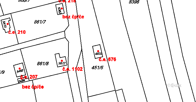 Uherský Brod 676 na parcele st. 4933 v KÚ Uherský Brod, Katastrální mapa