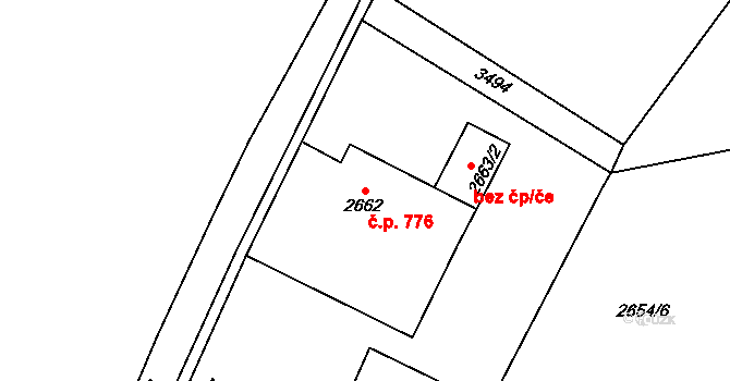 Polanka nad Odrou 776, Ostrava na parcele st. 2662 v KÚ Polanka nad Odrou, Katastrální mapa