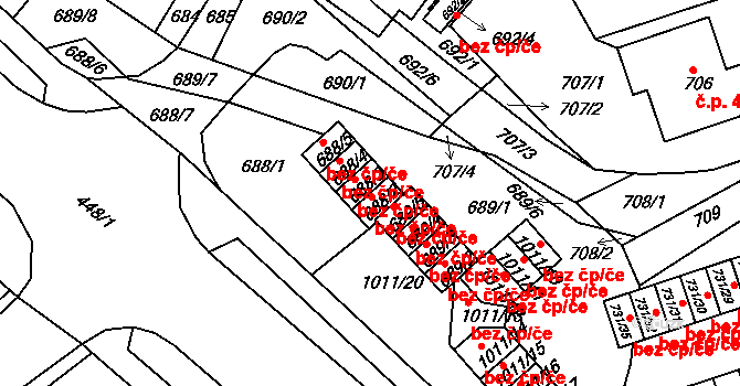 Mšeno nad Nisou 1494, Jablonec nad Nisou na parcele st. 688/2 v KÚ Mšeno nad Nisou, Katastrální mapa