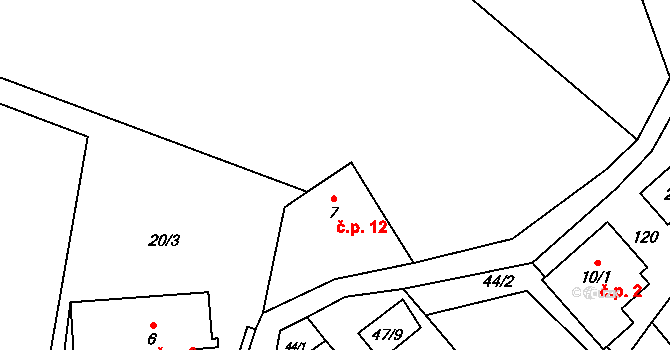 Moravská Cikánka 12, Svratka na parcele st. 7 v KÚ Moravská Cikánka, Katastrální mapa