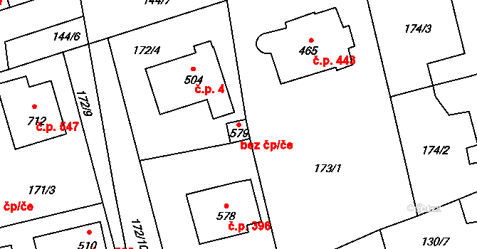 Rudná 39601994 na parcele st. 579 v KÚ Dušníky u Rudné, Katastrální mapa
