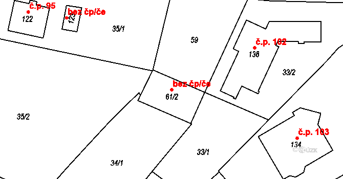 Kožušany-Tážaly 41399994 na parcele st. 61/2 v KÚ Tážaly, Katastrální mapa