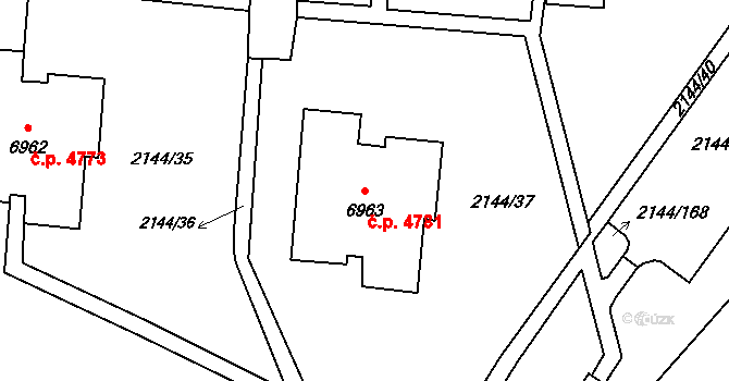 Zlín 4781 na parcele st. 6963 v KÚ Zlín, Katastrální mapa