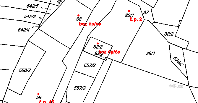 Zemětice 48088994 na parcele st. 82/2 v KÚ Čelákovy, Katastrální mapa