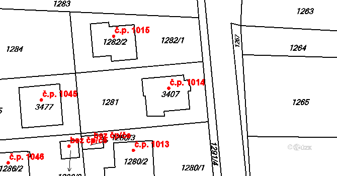 Kostelec nad Černými lesy 1014 na parcele st. 3407 v KÚ Kostelec nad Černými lesy, Katastrální mapa