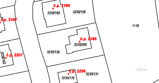 Tachov 2186 na parcele st. 3235/200 v KÚ Tachov, Katastrální mapa