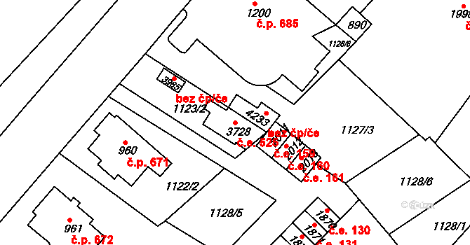 Náchod 525 na parcele st. 3728 v KÚ Náchod, Katastrální mapa