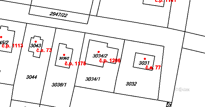 Řevnice 1206 na parcele st. 3034/2 v KÚ Řevnice, Katastrální mapa