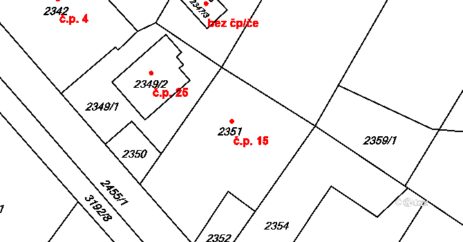 Hýlov 15, Klimkovice na parcele st. 2351 v KÚ Klimkovice, Katastrální mapa