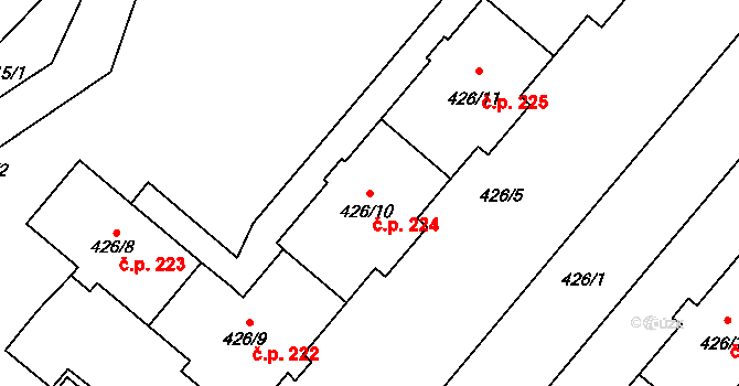 Loučka 224, Nový Jičín na parcele st. 426/10 v KÚ Loučka u Nového Jičína, Katastrální mapa