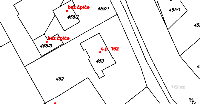 Stachovice 162, Fulnek na parcele st. 450 v KÚ Stachovice, Katastrální mapa