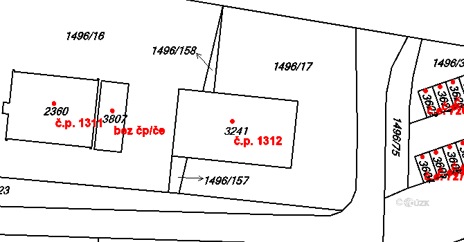 Humpolec 1312 na parcele st. 3241 v KÚ Humpolec, Katastrální mapa