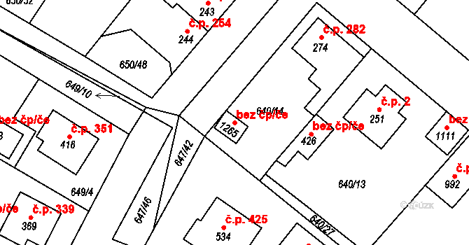 Líbeznice 89660994 na parcele st. 1265 v KÚ Líbeznice, Katastrální mapa
