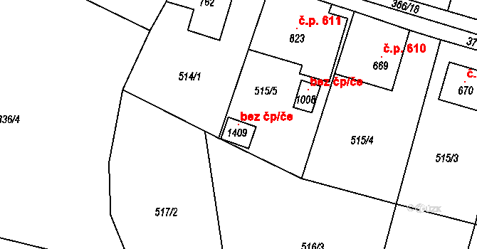 Hranice 93912994 na parcele st. 1409 v KÚ Hranice u Aše, Katastrální mapa