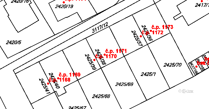 Rychnov nad Kněžnou 1171 na parcele st. 2425/38 v KÚ Rychnov nad Kněžnou, Katastrální mapa