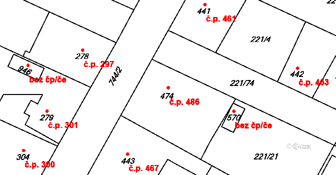 Chotěšov 486 na parcele st. 474 v KÚ Chotěšov, Katastrální mapa