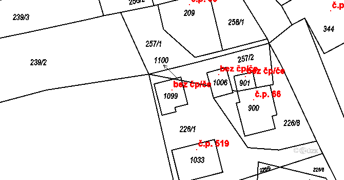 Kunžak 115216995 na parcele st. 1099 v KÚ Kunžak, Katastrální mapa