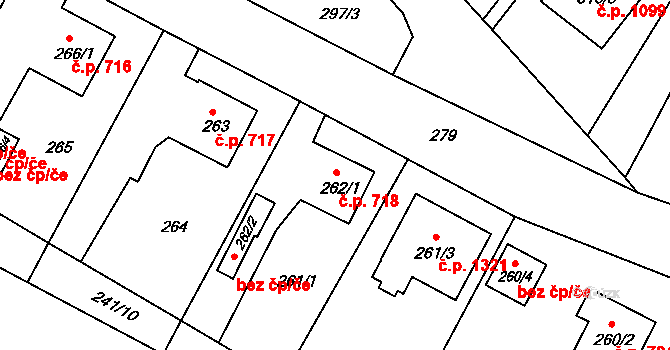 Třeboň II 718, Třeboň na parcele st. 262/1 v KÚ Třeboň, Katastrální mapa