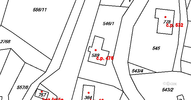 Skalice u České Lípy 478 na parcele st. 589 v KÚ Skalice u České Lípy, Katastrální mapa