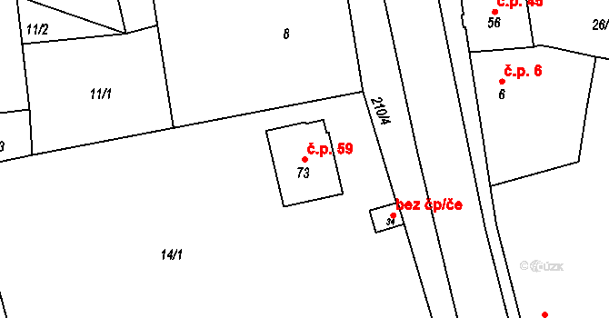 Nučničky 59, Travčice na parcele st. 73 v KÚ Nučničky, Katastrální mapa