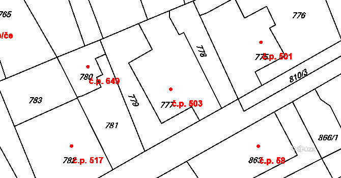 Lutyně 503, Orlová na parcele st. 777 v KÚ Horní Lutyně, Katastrální mapa