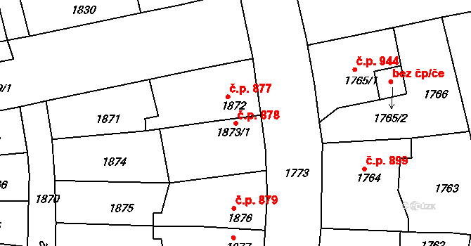 Duchcov 878 na parcele st. 1873/1 v KÚ Duchcov, Katastrální mapa