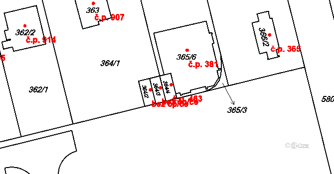Kamýk 463, Praha na parcele st. 364/4 v KÚ Kamýk, Katastrální mapa