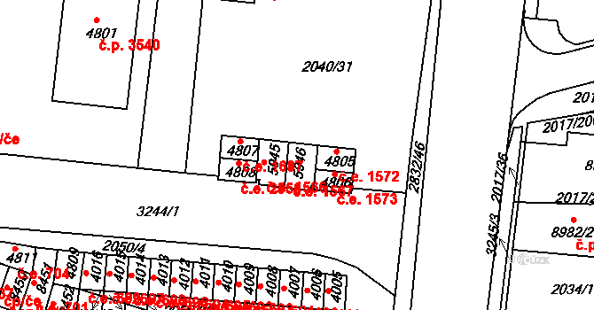 Hodonín 1567 na parcele st. 5946 v KÚ Hodonín, Katastrální mapa