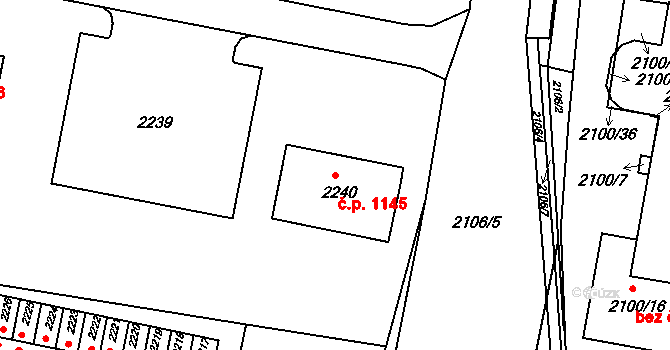 Jirkov 1145 na parcele st. 2240 v KÚ Jirkov, Katastrální mapa