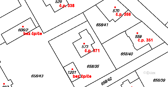 Rudník 371 na parcele st. 573 v KÚ Rudník, Katastrální mapa