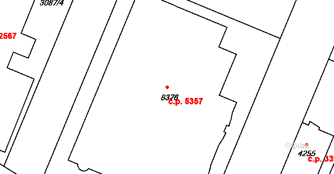 Zlín 5357 na parcele st. 8376 v KÚ Zlín, Katastrální mapa