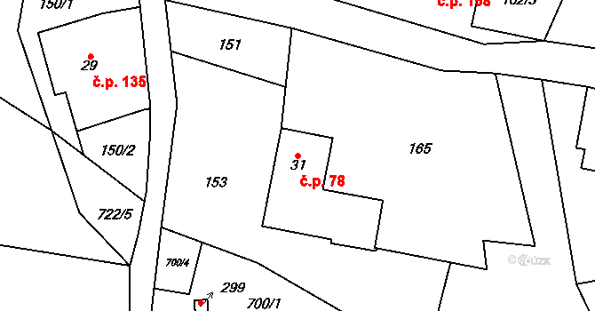 Heroltice 78, Štíty na parcele st. 31 v KÚ Heroltice u Štítů, Katastrální mapa