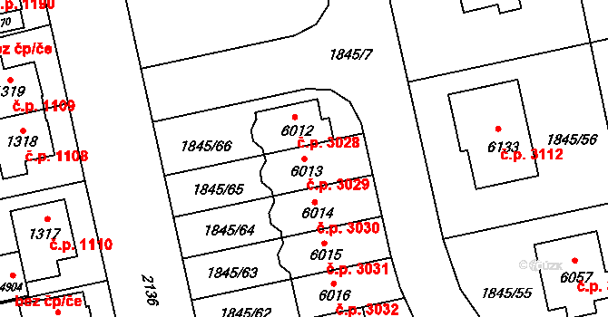 Šumperk 3029 na parcele st. 6013 v KÚ Šumperk, Katastrální mapa