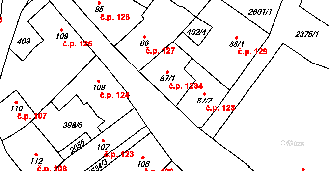 Polná 1234 na parcele st. 87/1 v KÚ Polná, Katastrální mapa
