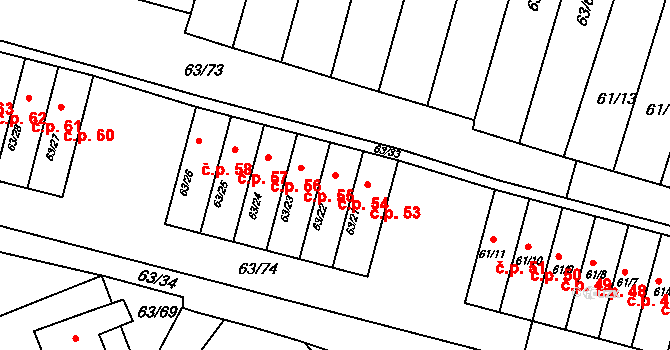 Poláky 54, Chbany na parcele st. 63/22 v KÚ Poláky, Katastrální mapa