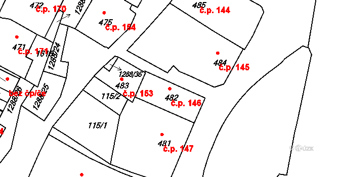 Plešivec 146, Český Krumlov na parcele st. 482 v KÚ Český Krumlov, Katastrální mapa