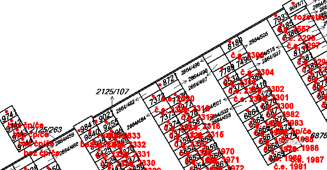 Hodonín 2320 na parcele st. 8721 v KÚ Hodonín, Katastrální mapa