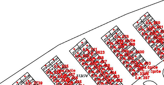 Vyškov-Předměstí 741, Vyškov na parcele st. 313/132 v KÚ Vyškov, Katastrální mapa