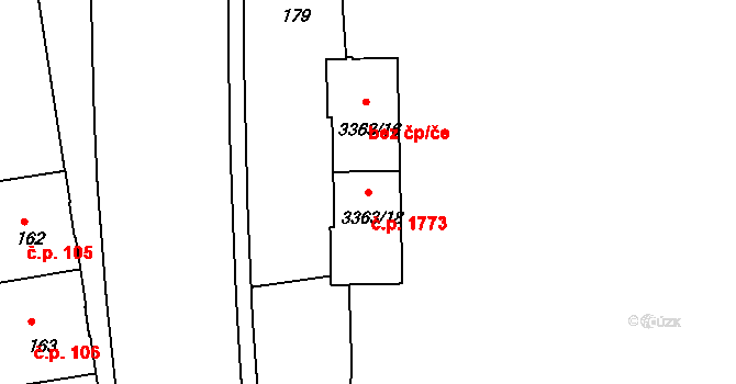 České Budějovice 6 1773, České Budějovice na parcele st. 3363/18 v KÚ České Budějovice 6, Katastrální mapa