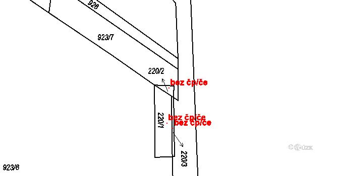 Sudoměřice u Bechyně 38469995 na parcele st. 220/2 v KÚ Bežerovice, Katastrální mapa