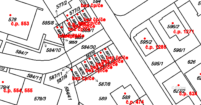 Brno 39482995 na parcele st. 587/6 v KÚ Komín, Katastrální mapa