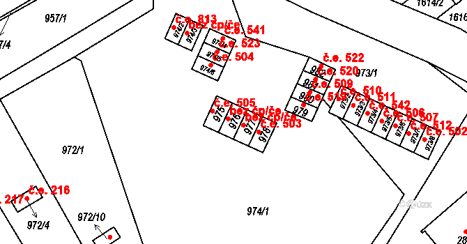 Brno 39511995 na parcele st. 976 v KÚ Medlánky, Katastrální mapa