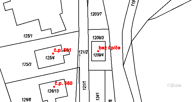 Javorník 43178995 na parcele st. 1209/4 v KÚ Javorník-město, Katastrální mapa
