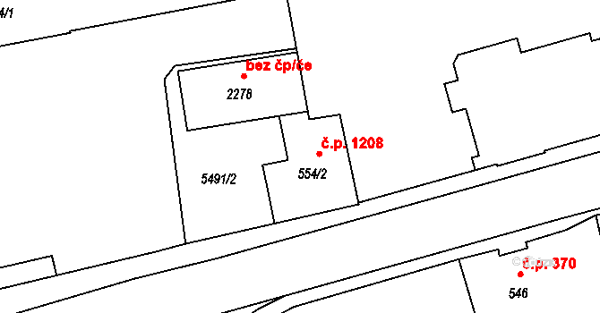 Vizovice 43404995 na parcele st. 554/2 v KÚ Vizovice, Katastrální mapa