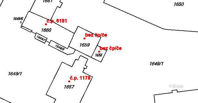 Ostrava 43948995 na parcele st. 1658 v KÚ Poruba-sever, Katastrální mapa