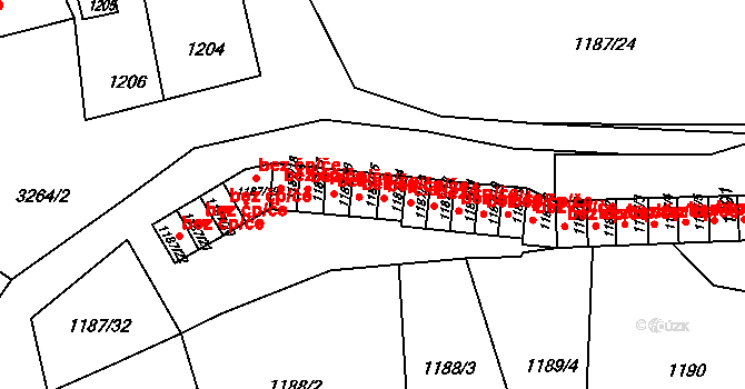 Tachov 44069995 na parcele st. 1187/14 v KÚ Tachov, Katastrální mapa
