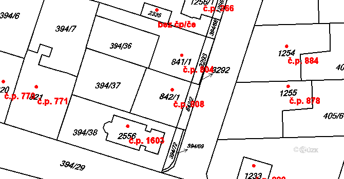 Kateřinky 808, Opava na parcele st. 842/1 v KÚ Kateřinky u Opavy, Katastrální mapa